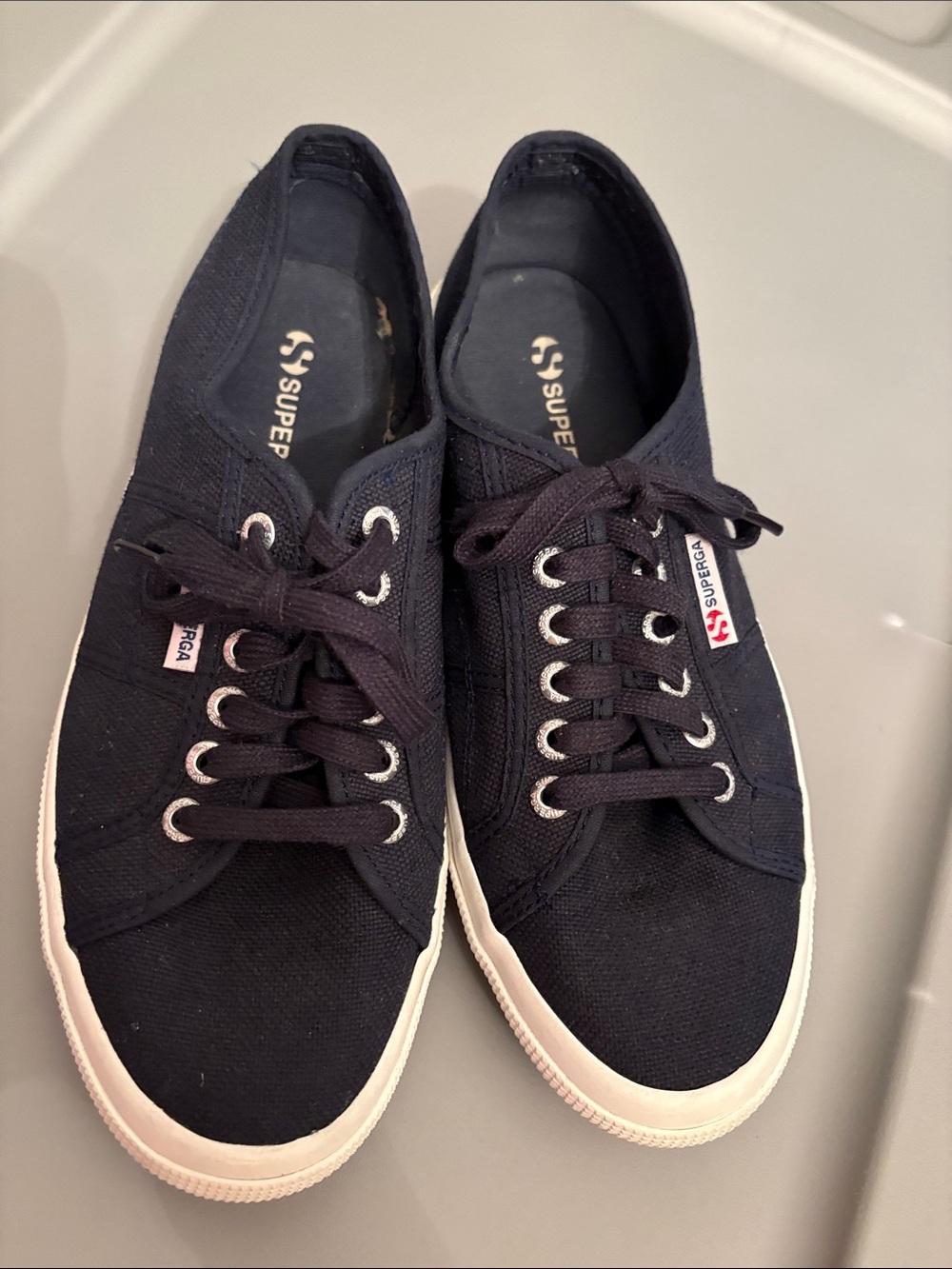 Superga women’s Navy Canvas Low-Top Sneakers